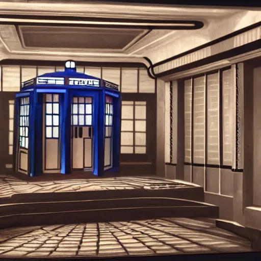 Tardis console room, Art Deco style, by stanley