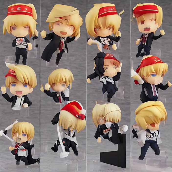 Image similar to An anime Nendoroid figurine of Donald Trump, fantasy, figurine , product photo