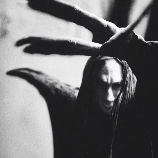 Image similar to a handsome young dark sorcerer casting a demonic spell, photorealistic 35mm