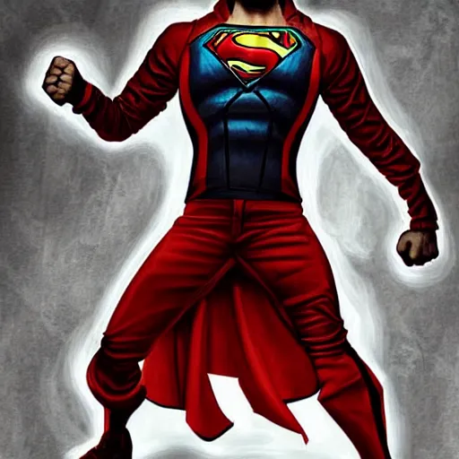 Image similar to serj tankian dressed as a super hero, dynamic pose, digital art,