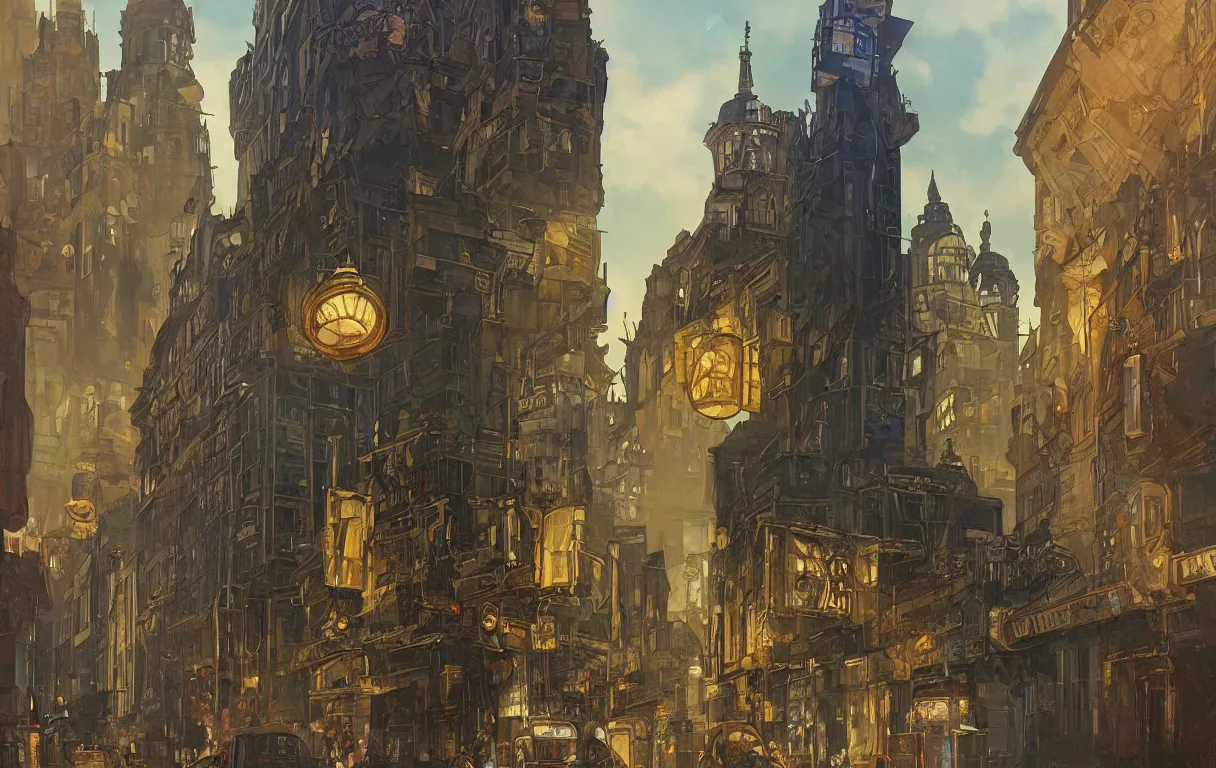 Prompt: the tardis on a street in berlin during 1 9 6 2, colour, intricate, elegant, highly detailed, digital painting, artstation, concept art, matte, sharp focus, illustration, art by greg rutkowski and alphonse mucha