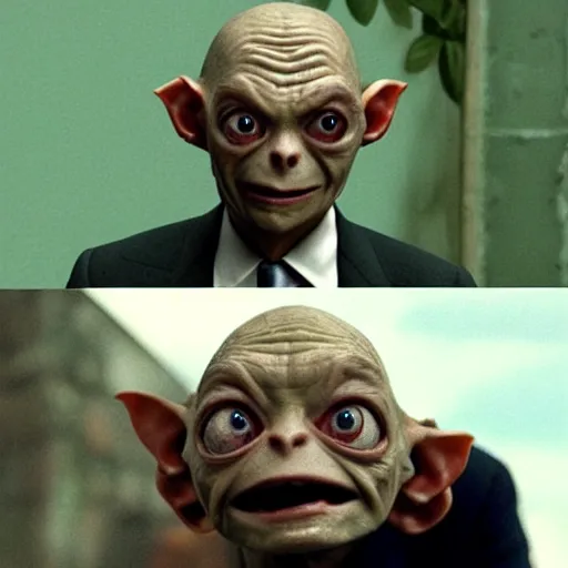 Image similar to gollum as mr bean