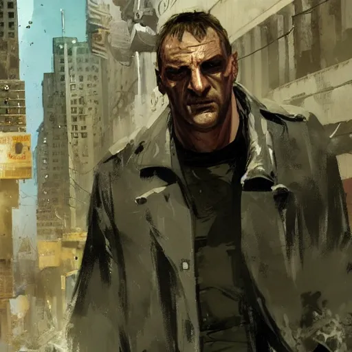 Image similar to bane in gta iv concept art by craig mullins