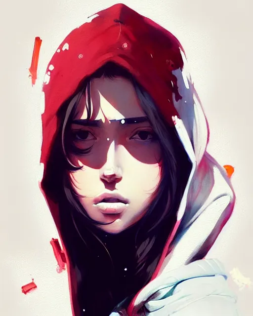 Image similar to a ultradetailed painting of a stylish girl in a oversized hoodie by conrad roset, greg rutkowski and makoto shinkai trending on artstation