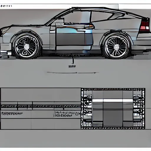 Image similar to CAD render of LEGO brick instructions for car, matte colors, bricks outlined