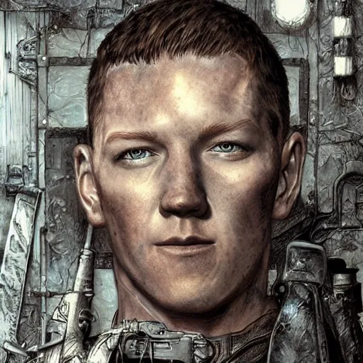 Prompt: joseph sikora as a soldier, intricate detail, comic book panel, royo, whealan,