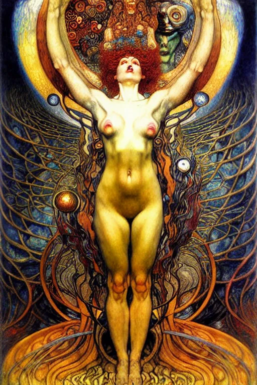 Image similar to Divine Chaos Engine by Karol Bak, Jean Delville, William Blake, Gustav Klimt, and Vincent Van Gogh, symbolist, visionary