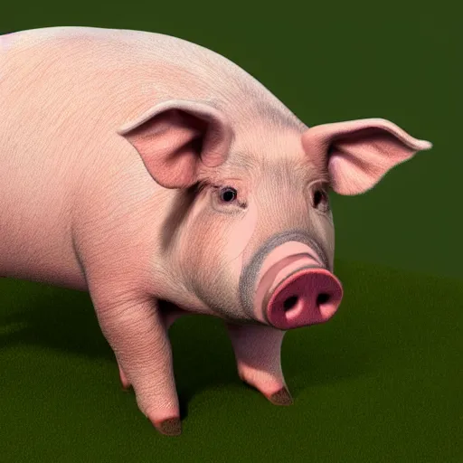 Image similar to Photorealistic pig with human Putin face, award-winning Houdini 3D render, Putin head on pig body, pig animal body and Putin face fully visible in frame