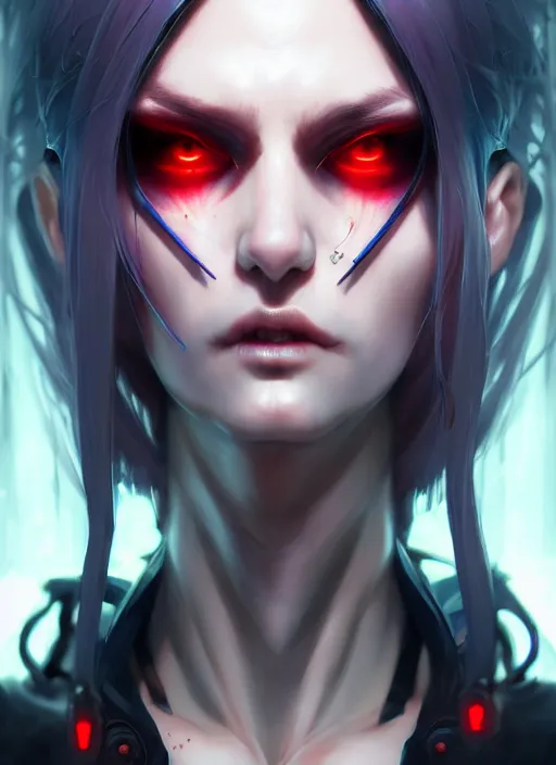 Image similar to character concept art of a cyberpunk vampire, key visual, realistic shaded perfect face, fine details by stanley artgerm lau, wlop, rossdraws, james jean, andrei riabovitchev, marc simonetti, and sakimichan, trending on artstation