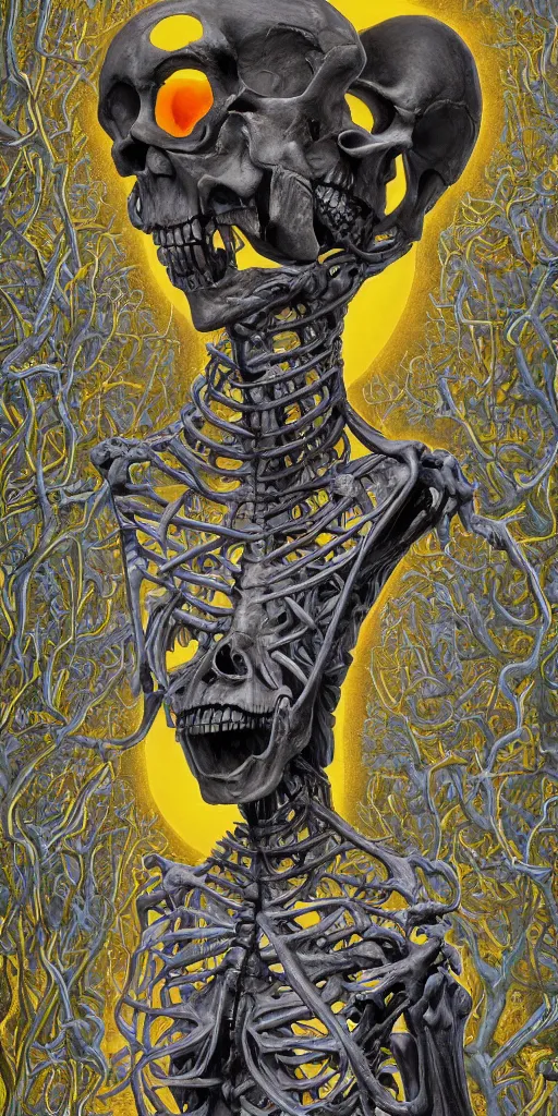 Prompt: Skeletal a sobbing man and a happy women, furry creatures, highly detailed, half skull face, cinematic, infographic for imaginary animals, golden hour, backlit by an alien planet, sharp focus, psychedelic LSD manga, abstract oil painting by Raqib Shaw and joseph albers, MC Escher illustration, 8k,by Stanley Artgermm,Tom Bagshaw,Greg Rutkowski,Carne Griffiths, Ayami Kojima, Beksinski, Giger,trending on DeviantArt,hyper detailed,horror, full of colour, golden hour