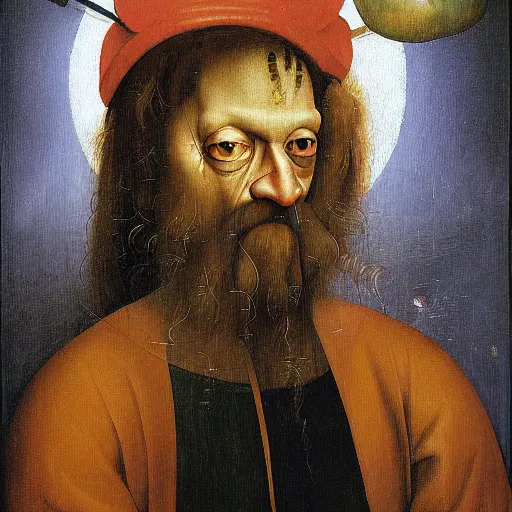 Image similar to terence mckenna portrait painting by hieronymus bosch