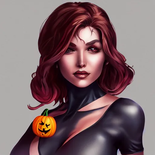 Image similar to halloween woman, trending on artstation, 30mm, by Artgerm