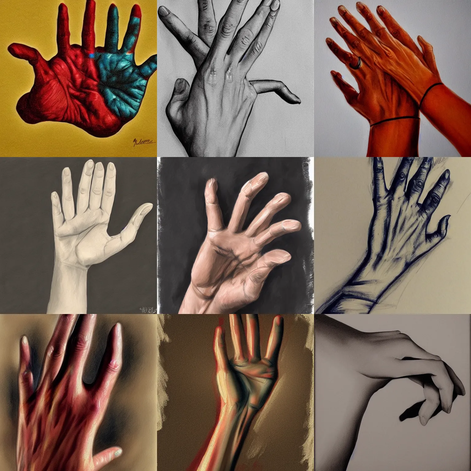 Prompt: hand study art