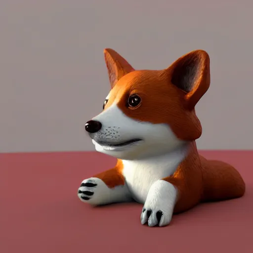 Prompt: a transparent cute corgi made out of glass, photorealistic, 3 d rendering, octane render, raytracing, glossy, reflectance