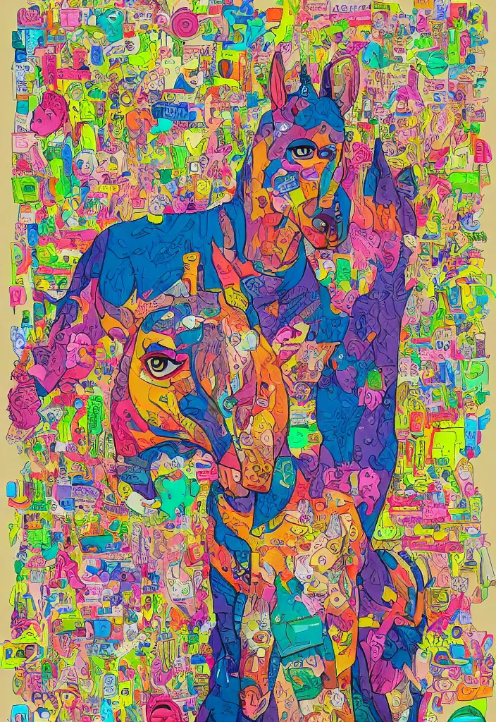 Image similar to portrait of bojack horseman, award winning hyper detailed outsider art