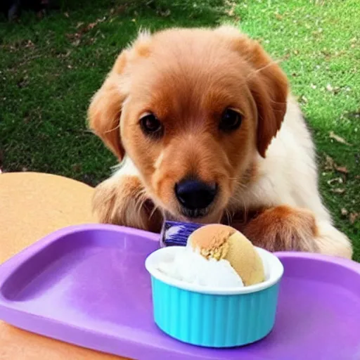 Image similar to fairy dog eating ice cream