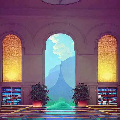 a digital illustration of an art - deco library | Stable Diffusion