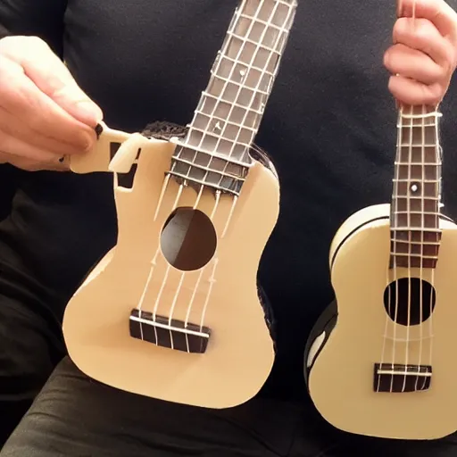 Prompt: 3 d printer printing a ukulele