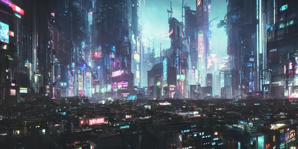 Image similar to A gigantic, sprawling cyberpunk megacity, Tokyo, night, unreal engine, octane render, ray tracing, realistic, highly detailed, cinematic, hyper realism, high detail, synthwave, concept art, award winning, anime