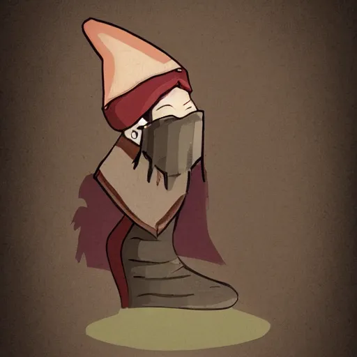 Prompt: a highly detailed character concept of a man wearing a sock hat in the style of darkwood moody and melanchony