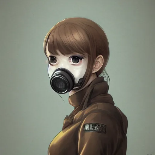 Image similar to medium shot portrait of a girl wearing a gas mask, drawn by WLOP, by Avetetsuya Studios, attractive character, colored sketch anime manga panel, trending on Artstation