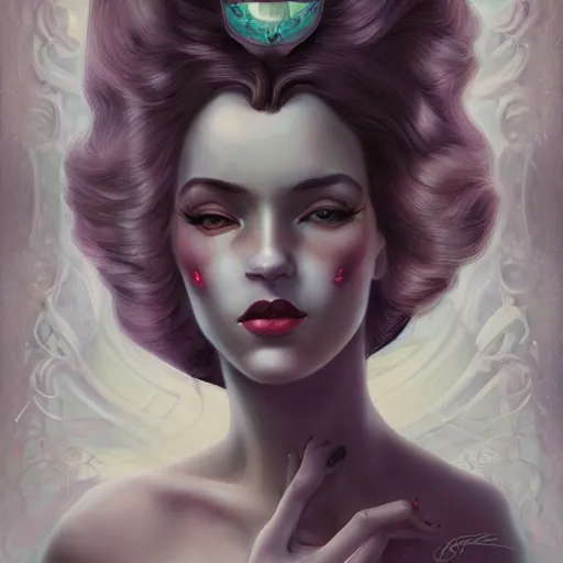 Image similar to an art nouveau, ( streamline moderne ), multi - racial portrait in the style of anna dittmann and charlie bowater and loish. very large, clear, expressive, and intelligent eyes. symmetrical, centered, ultrasharp focus, dramatic lighting, photorealistic digital matte painting, intricate ultra detailed background.