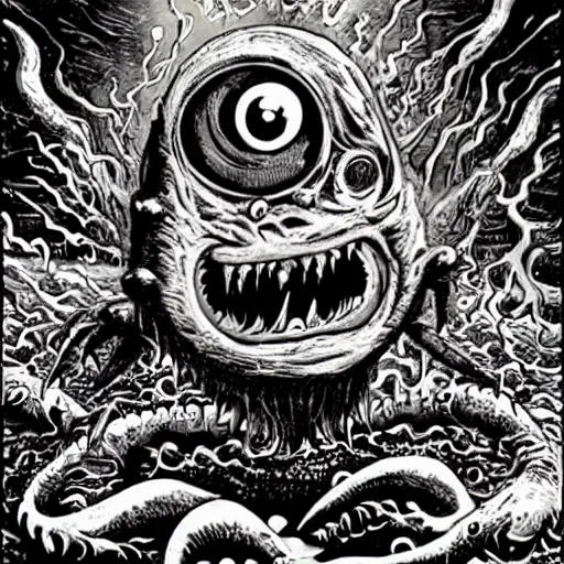 Image similar to monster from the ocean floor, the beast with a million eyes, not of this earth, attack of the crab monsters, night of the blood beast, attack of the giant leeches, creature from the haunted sea