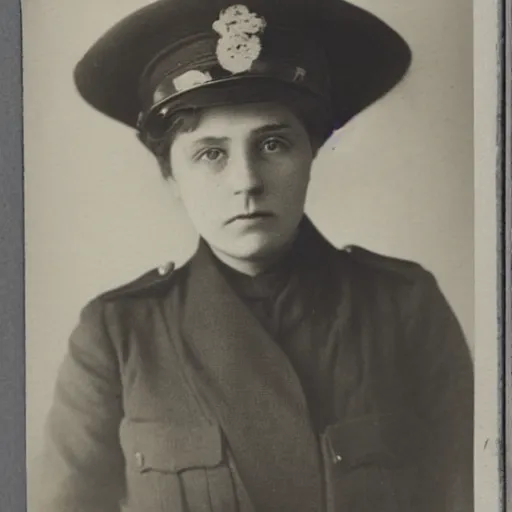Image similar to member of the women's police service. photographed in england, 1 9 1 6, headshot