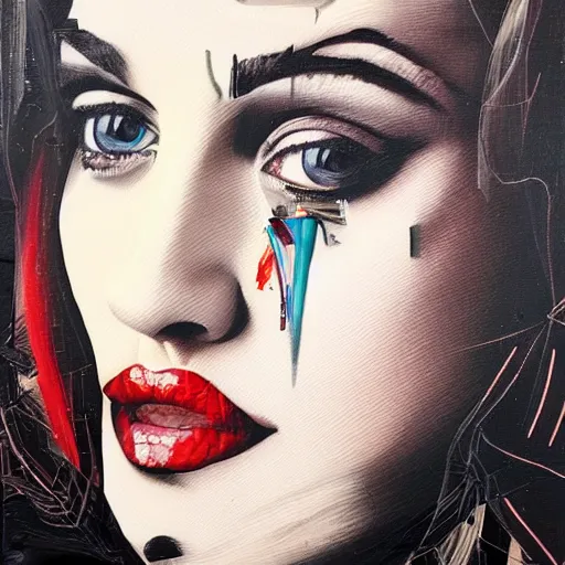 Image similar to portrait of madonna, artwork by sandra chevrier