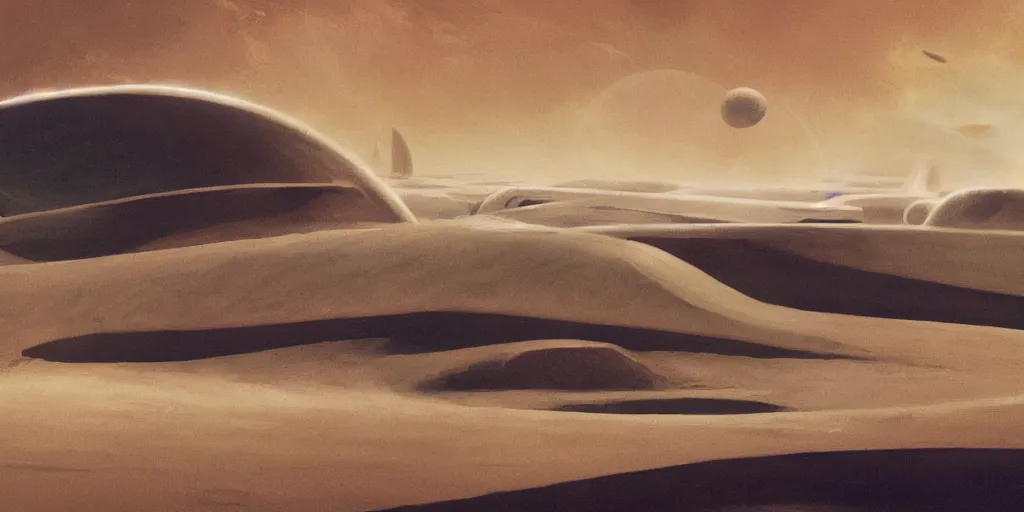 Image similar to dune composition idea concept art, denis villeneuve, greg fraiser