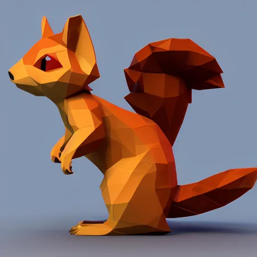 Image similar to low - poly squirrel, 3 d render, blender, unity, octave, 4 k, isometric view, white background, beautiful render, pastel colours, breath of the wild art style