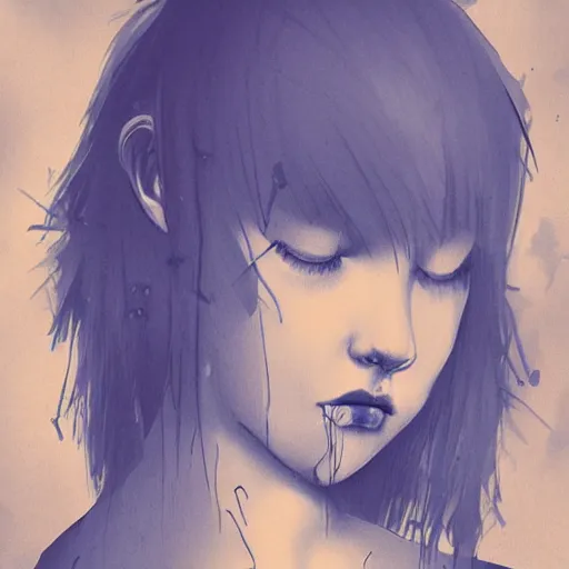 Image similar to sadness blue melancholy, stormy, moody, artstation, movement, disaster