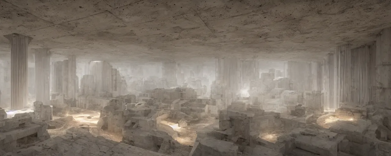 Prompt: Roman marble brutalist interior, soft furniture, plants, blade runner, sci fi, stunning detail, cyberpunk, 8k, cinematic lighting, sublime, organic volumetric lights, cinematic, octane render, dreamlike, psychedelic, otherworldly, weird, vaporwave, interesting details, volumetric lighting, dramatic, fantasy, by Moebius, by zdzisław beksiński, Fantasy LUT, epic composition, 8k,