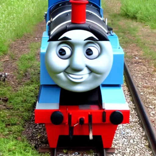 Prompt: evil and fucked up thomas the tank engine