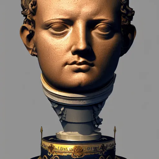 Prompt: the head of napoleon with the eyes staring at the camera, 3 d octane render.