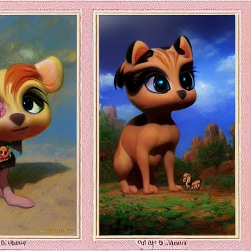 Prompt: 3d Littlest Pet Shop, desert, master painter and art style of Noel Coypel, art of Émile Eisman-Semenowsky, art of Édouard Bisson