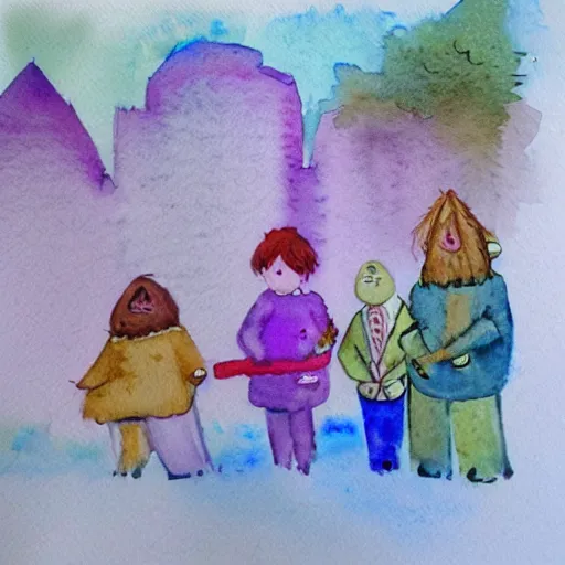 Prompt: watercolour wodoo people