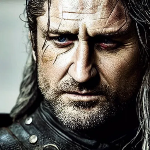 Image similar to gerard butler as geralt of rivia