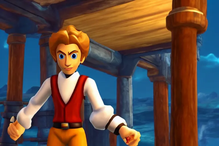 Image similar to screenshot of nintendo mii guybrush threepwood in super smash bros, high resolution, hd, 4k