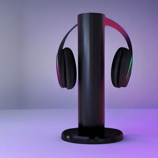 Image similar to wireless headphone stand machine, futuristic, techno, cyberpunk, product design, render, concept, fun, swag