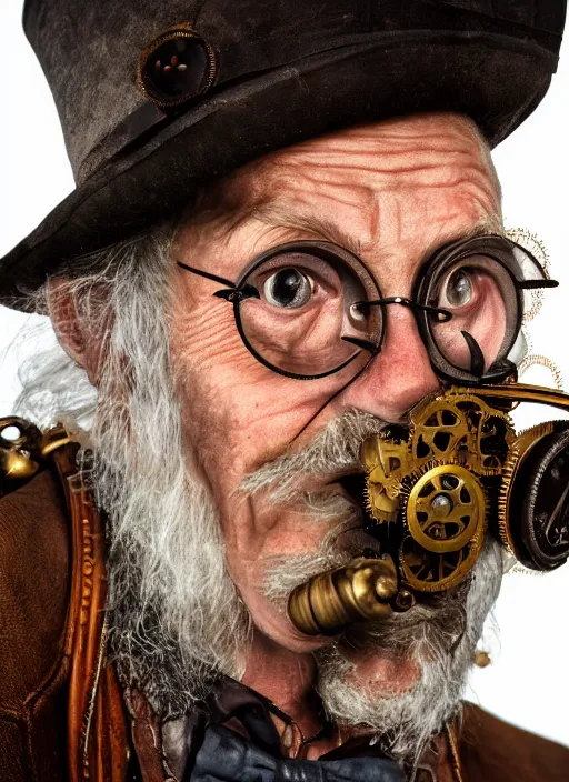 Image similar to closeup portrait of steampunk weazle wearing a monocle, depth of field, zeiss lens, detailed, symmetrical, centered, fashion photoshoot, by Annie Leibovitz and Steve McCurry, David Lazar, Jimmy Nelsson, Breathtaking, 8k resolution, extremely detailed, beautiful, establishing shot, artistic, hyperrealistic, beautiful face, octane render