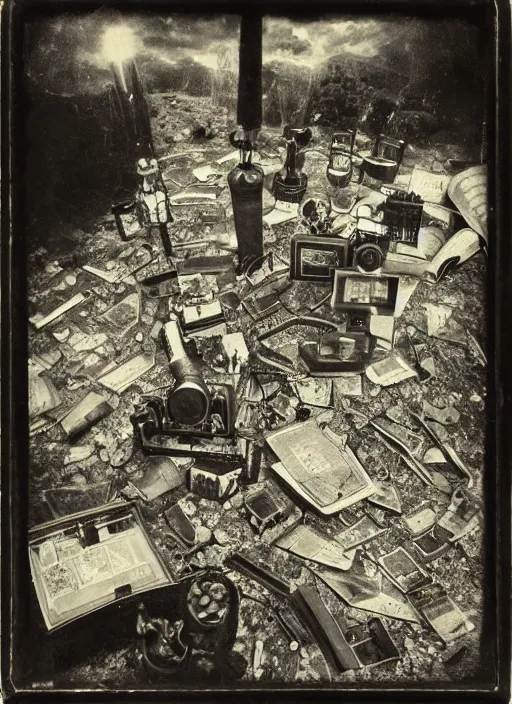 Prompt: old wetplate daguerreotype invention of the universe, explosion of data fragments, fractal, intricate, elegant, highly detailed, parallax, leica, medium format, subsurface scattering, by paul delvaux