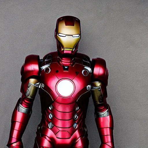 Prompt: ancient rusty medieval iron man suit. studio photography