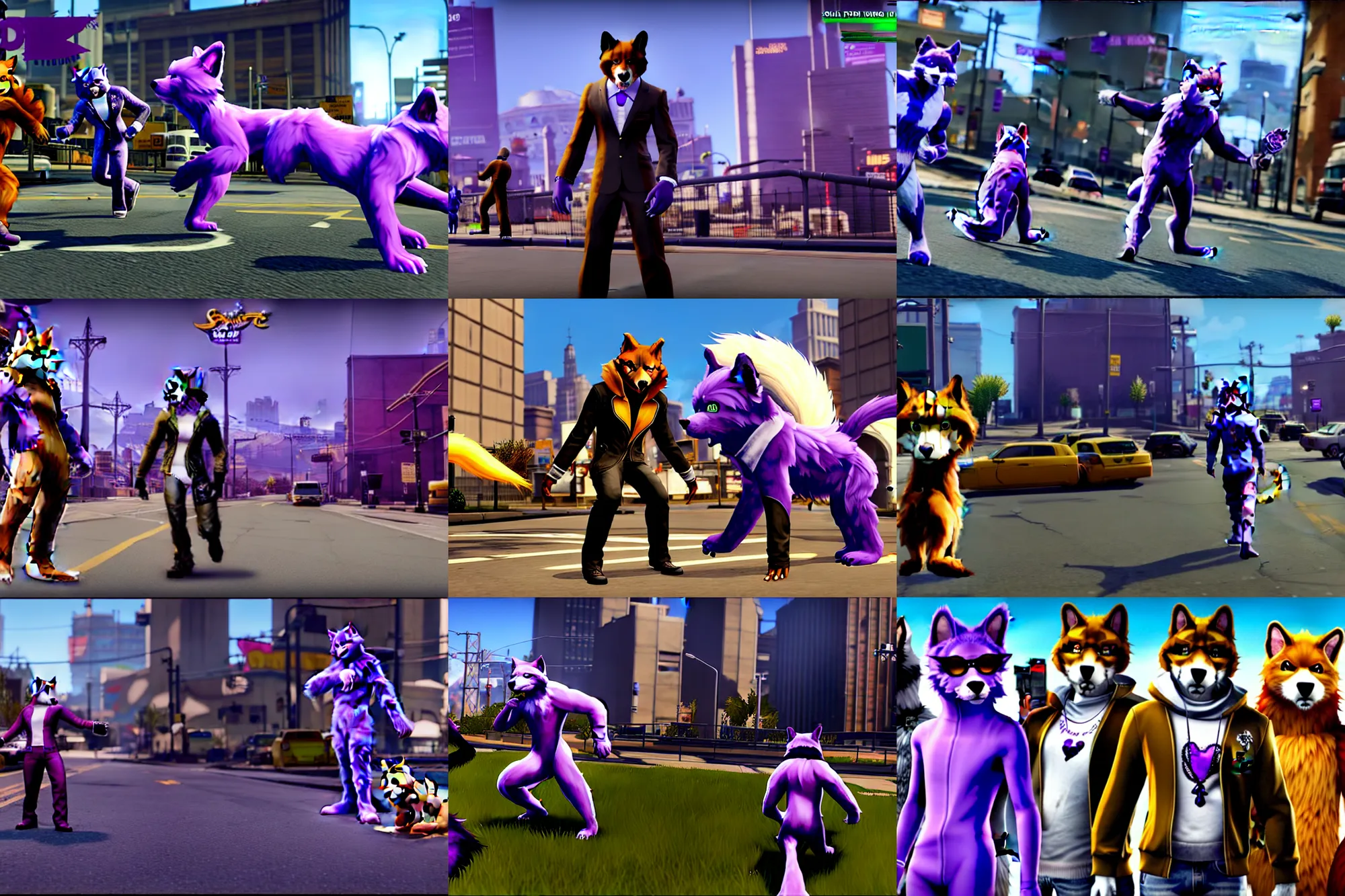 Prompt: screenshot of furries ( with tails ) in saints row
