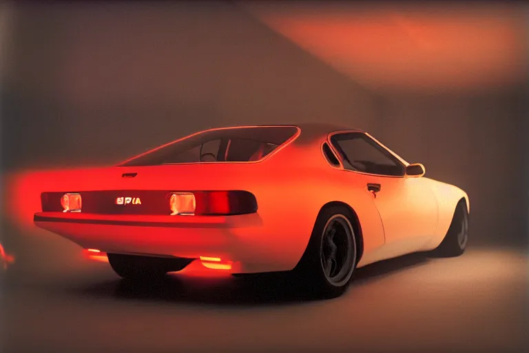 Image similar to designed by giorgetto giugiaro 1 9 5 5 toyota supra thick neon lights, ektachrome photograph, volumetric lighting, f 8 aperture, cinematic eastman 5 3 8 4 film