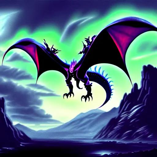 Prompt: an alien dragon, digital art, illustration, fantasy art, matte painting