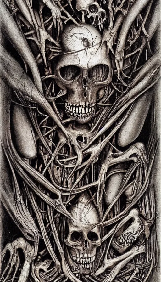 Image similar to life and death mixing together, by hr giger