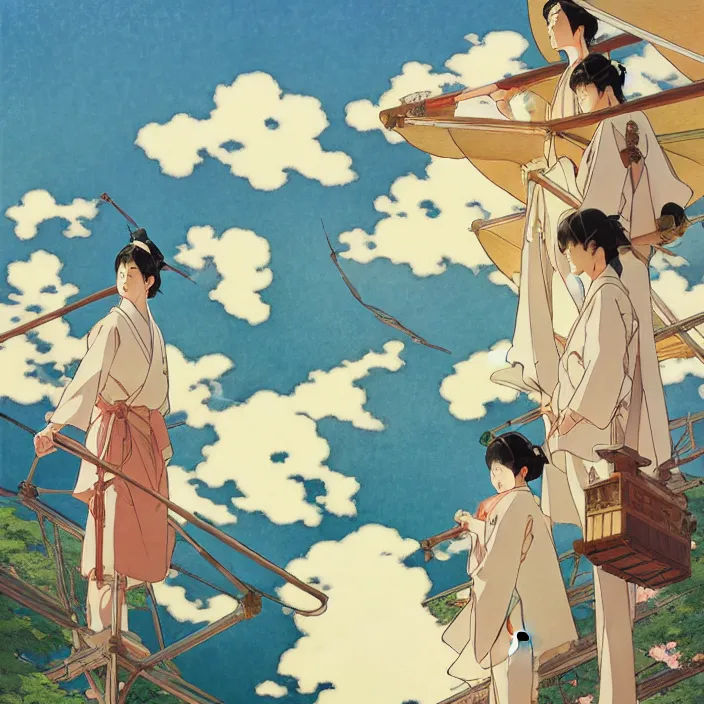 Image similar to japanese city, spring, in the style of studio ghibli, j. c. leyendecker, greg rutkowski, artem