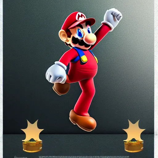 Image similar to super mario standing atop a defeated thanos, highly detailed, photorealistic