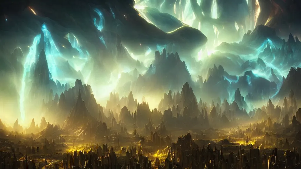 Image similar to incredible protoss city marc adamus, beautiful dramatic lighting